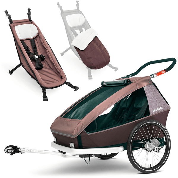 CROOZER Kinderfahrradanhänger Kid Vaaya 2 Blossom Red inklusive Babysitz Blossom red und Winter-Set Blossom red