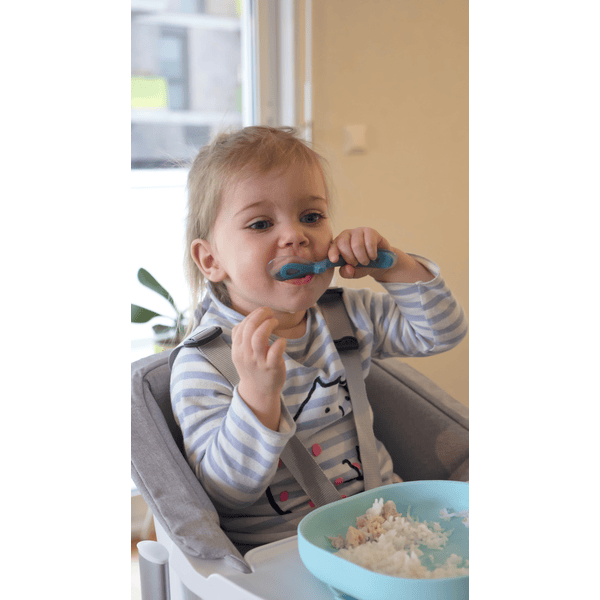 BEABA Cucchiaio per neonato in silicone di 2° età blu 