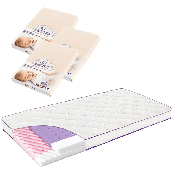 Träumeland Matelas enfant étoile polaire 60x120 cm 3 drap-housses jersey  beige