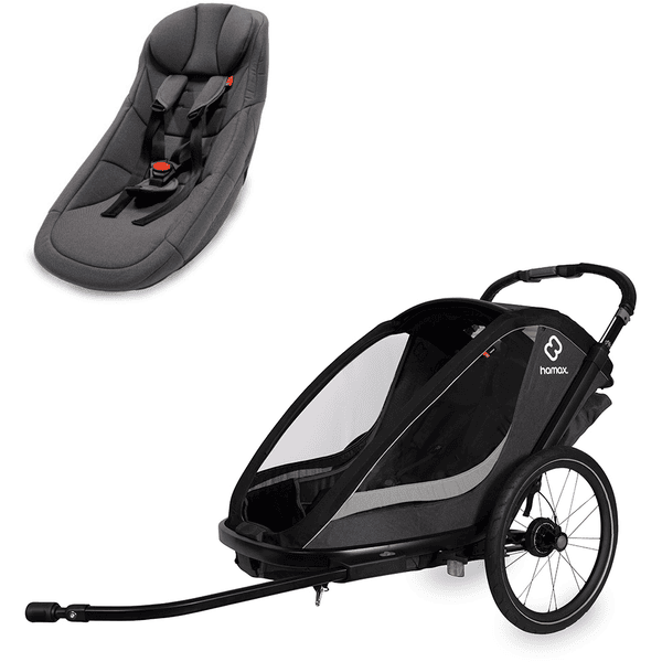 hamax Kinderfahrradanhänger Cocoon ONE Einsitzer grey/black inkl. Babysitz für Outback/Avenida und Traveller