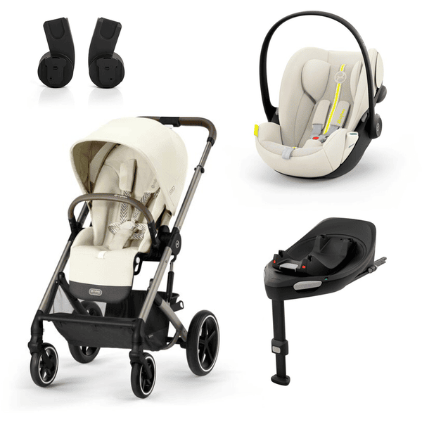 cybex GOLD Carrito de bebé Balios S Lux Taupe Seashell Beige que incluye silla portabebés Cloud G i-Size Plus Seashell Beige Base station Base G y adaptador