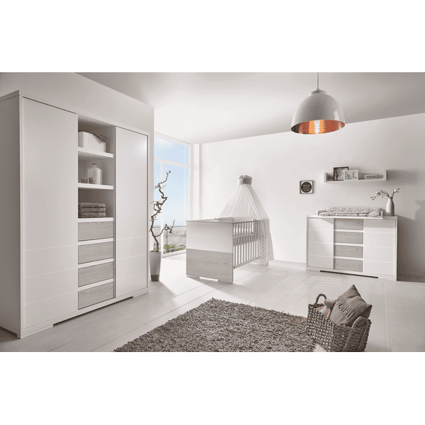 Schardt Chambre bébé trio lit commode armoire 2 portes Maxx Boathouse bois 70x140 cm