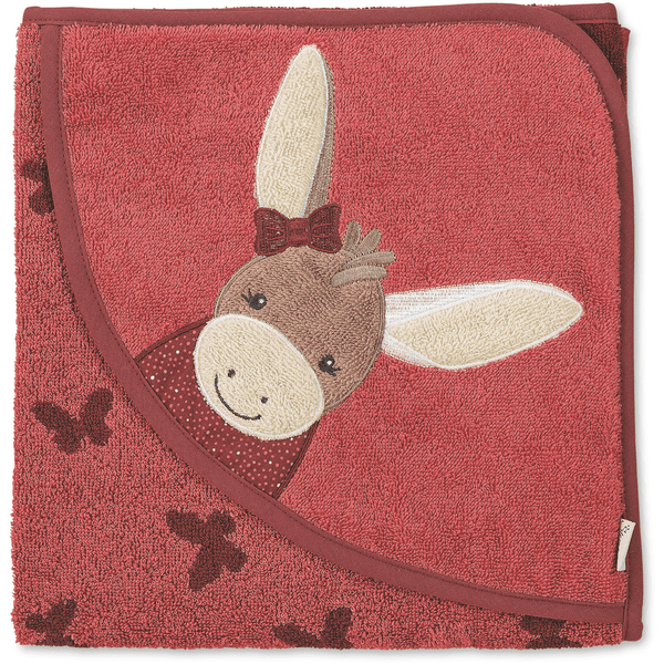 Sterntaler osuška s kapucí Emmily světle červená 100 x 100 cm