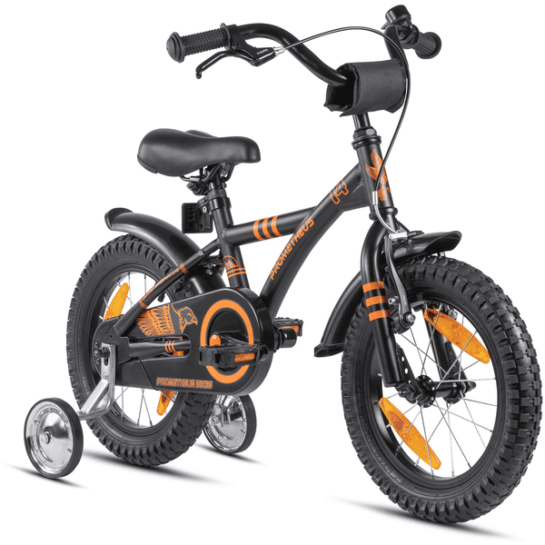PROMETHEUS BICYCLES ® Kinderfiets 14 inch Zwart Mat & Orange 