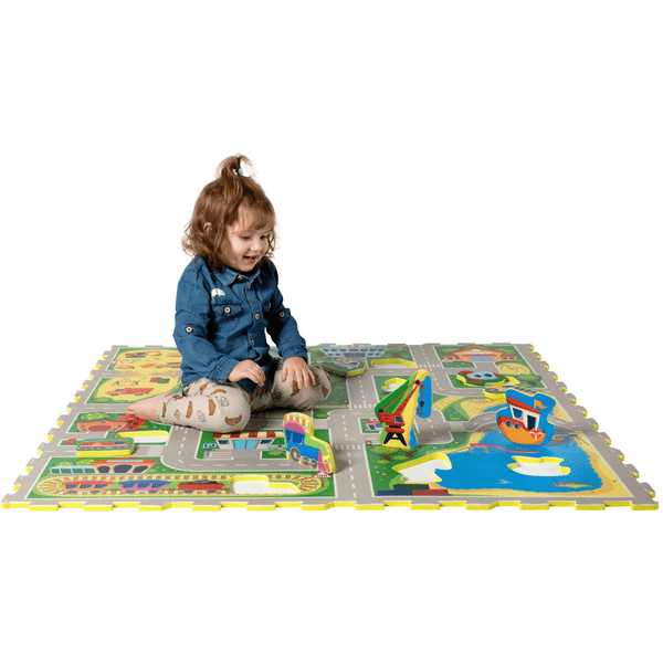 Tapis mousse puzzle pour enfants rose 120x120 cm