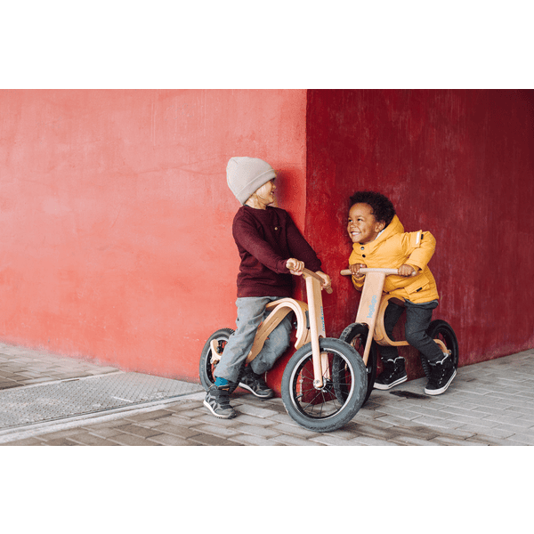 Bicicleta sin pedales de madera rosa para niños