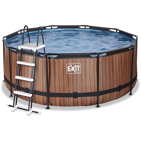 EXIT Wood Pool ø360x122cm mit Sandfilterpumpe, braun
