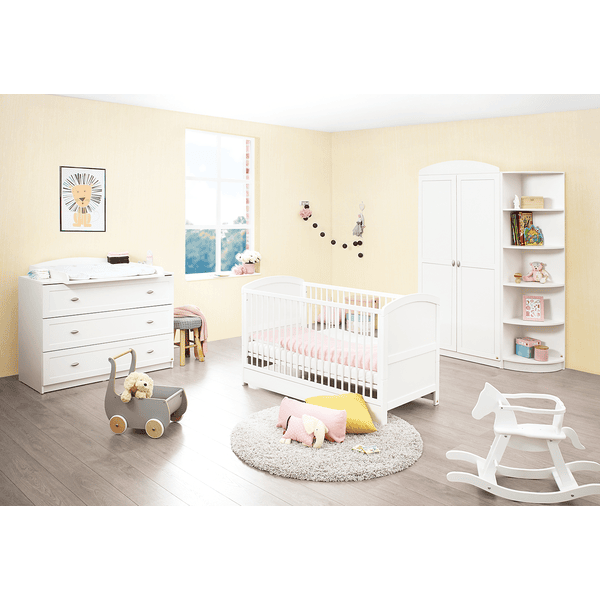 Chambre bébé complète en bois : lit évolutif, commode à langer et armoire -  Pinolino