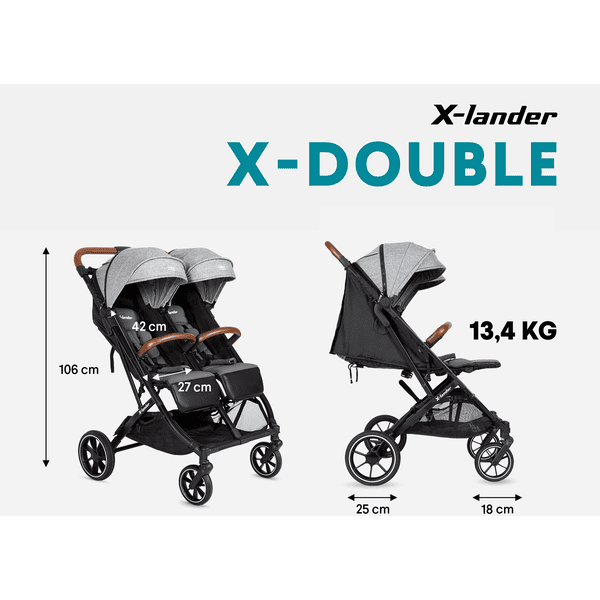 X-lander Passeggino fratellare X-Double, Double Black 