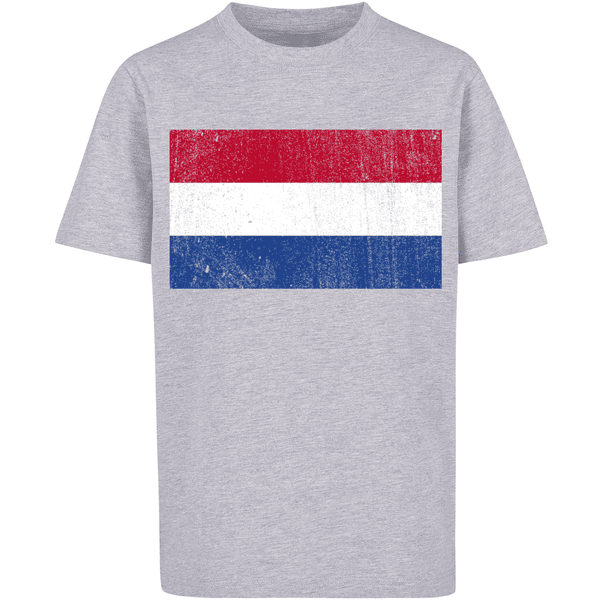 F4NT4STIC T-Shirt Netherlands NIederlande Holland Flagge distressed heather  grey