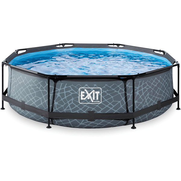 EXIT-zwembad Stone ø300x76cm met filterpomp - grijs