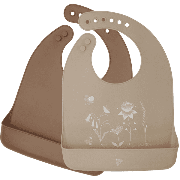 lille VILDE Bavaglino in silicone Garden Set 2 pezzi in marrone rossiccio/beige