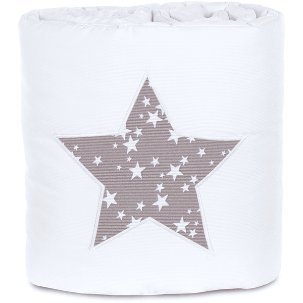 babybay ® Nestchen Piqué apto para el modelo Original , aplicación blanca estrella taupe estrellas blanco