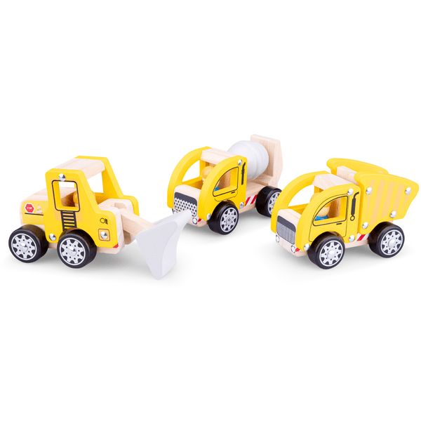 New Classic Toys Figurine véhicules de chantier bois lot de 3