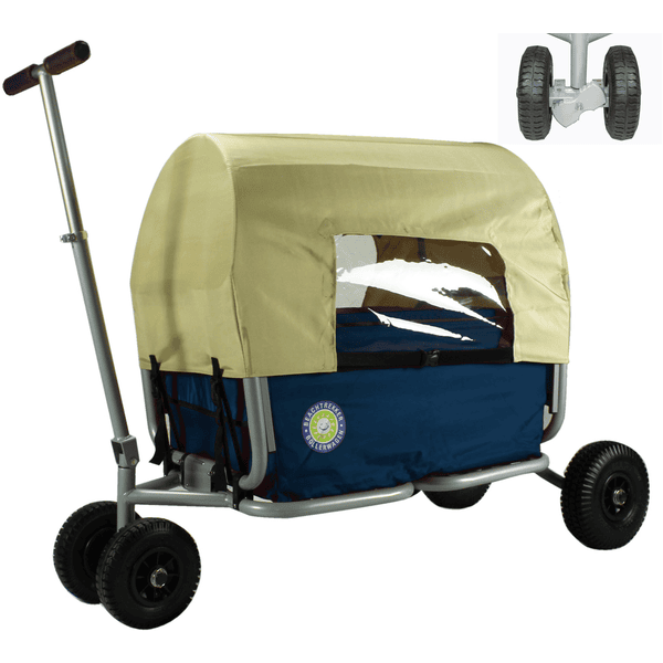 BEACHTREKKER Chariot de transport à main enfant pliable LiFe bleu, frein de blocage, toit