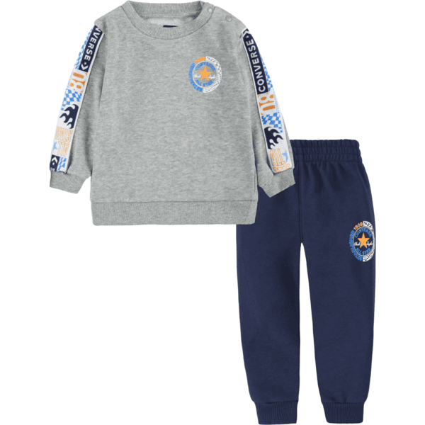 Wereldrecord Guinness Book gat bezorgdheid Converse Trui en joggingbroek grijs/blauw | pinkorblue.nl