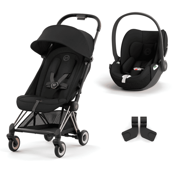 cybex PLATINUM Buggy Coya Rosegold Sepia Black inklusive Babyschale Cloud T I-Size Sepia Black und Adapter