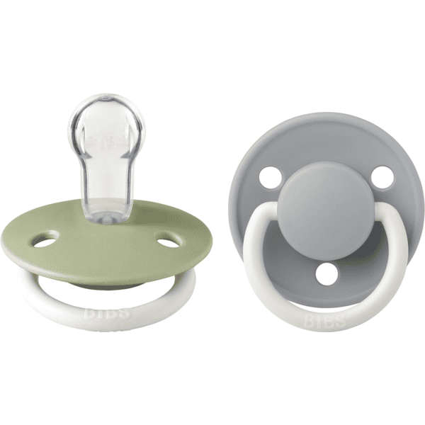 BIBS Sucette De Lux Sage/Cloud Glow silicone 036 m, lot de 2