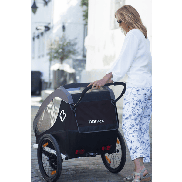 hamax Fietskar Traveller inclusief dissel en buggywiel Petrol Blue Grey pinkorblue