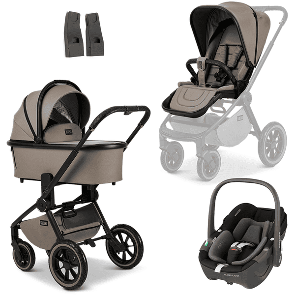 MOON black Pebble Essential Black Resea Edition+ modder/matte kinderwagen incl. MAXI COSI baby-autostoeltje 360 en adapter