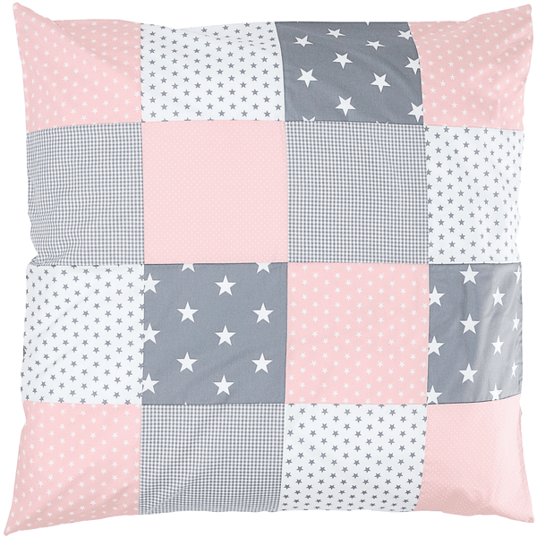 Ullenboom Patchwork Kussensloop 80 x 80 cm roze grijs