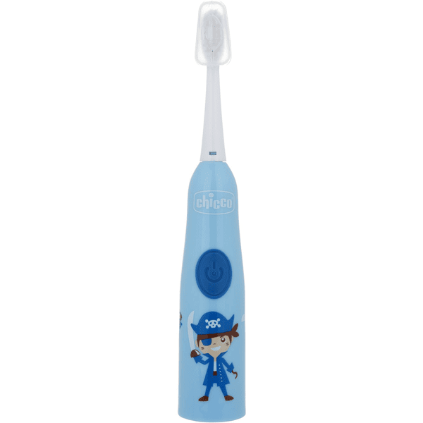 chicco Elektrický zubní kartáček s vyměnitelnou baterií a náhradní hlavicí pro děti, modrý