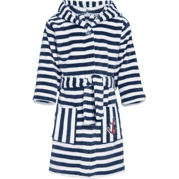 Playshoes Fleece-Bademantel Streifen maritim