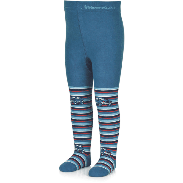 Sterntaler Strumpfhose Auto mit Ringel mittelblau
