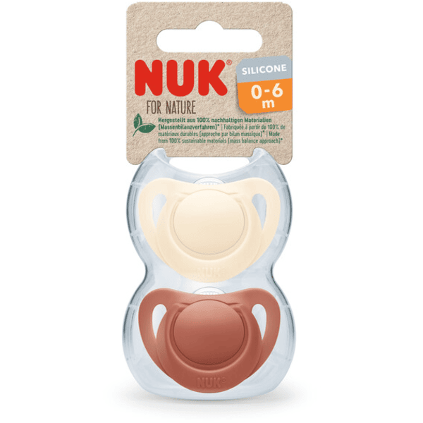 NUK Schnuller For Nature Silikon 0-6 Monate rot / creme 2er-Pack