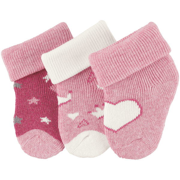 Sterntaler eerste sokken 3-pack hart roze melange