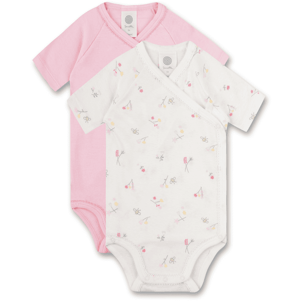 Sanetta Wrap-around bodysuit dobbeltpakke hvid/rosa 