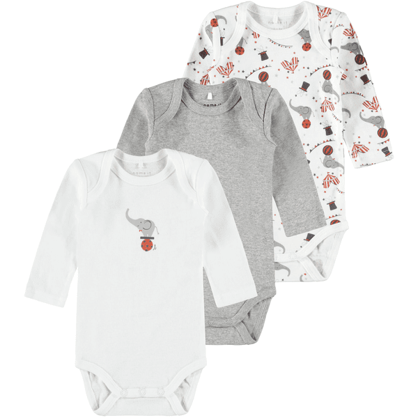 name it Langarmbody 3er Pack Grey Melange