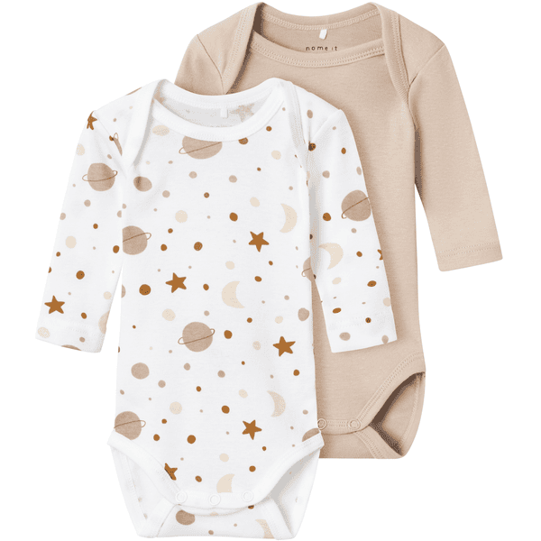 name it Body bébé manches longues Bright White lot de 2