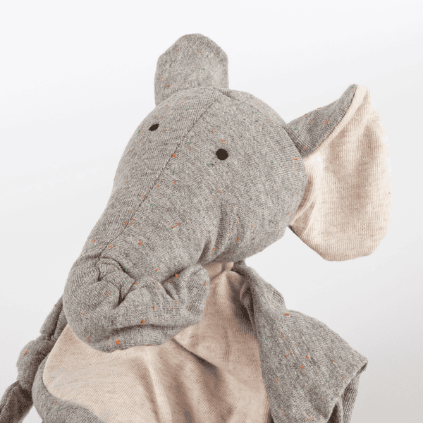 Doudou éléphant Gris et Patchwork Fille 28 cm Sigikid Premier Age