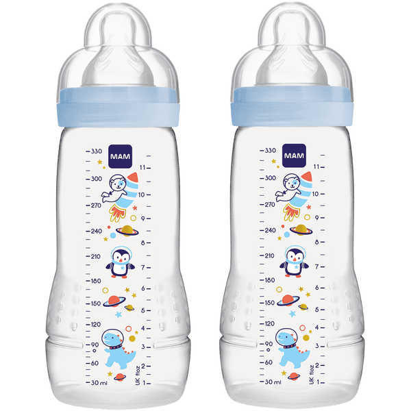 MAM Babyflasche Easy Active™ Größe 2 ab 4+M 330 ml, Weltall blau im Doppelpack 