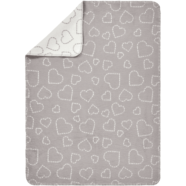 ALVI Babydecke Baumwolle Hearts grey