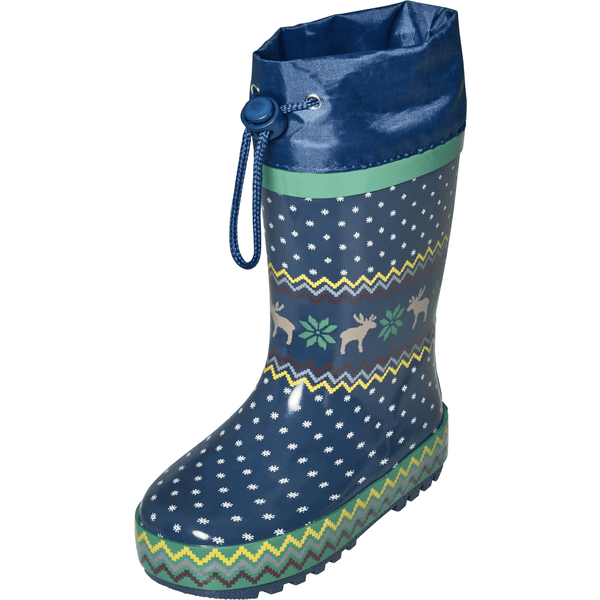 Playshoes  Bota de goma azul forrada de noruega