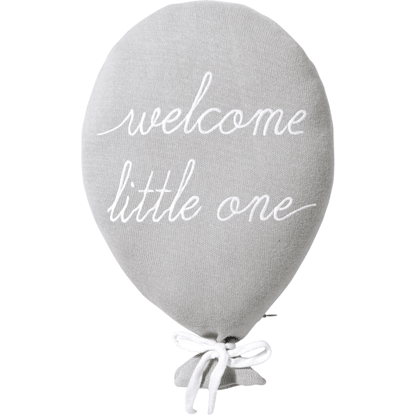Nordic Coast Company Poduszka dekoracyjna balon " welcome little one" szara