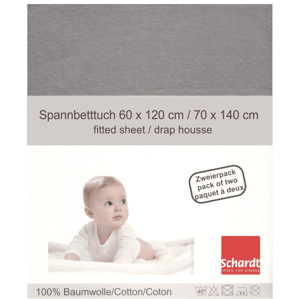 Schardt Drap-housse enfant Jersey gris clair 70x140 cm pack duo 