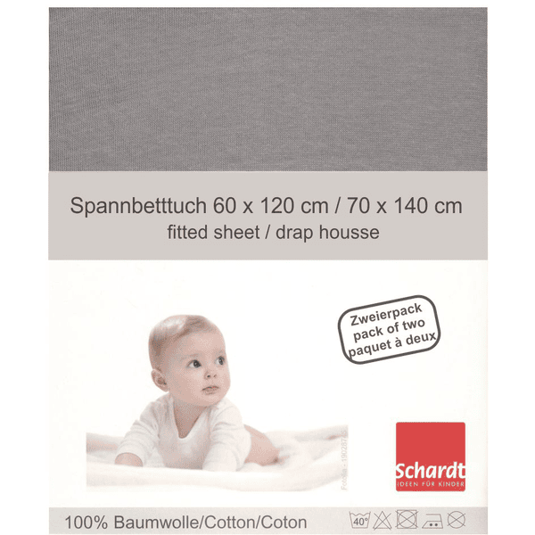 Schardt Jersey Spannbetttuch Doppelpack hellgrau 70 x 140 cm