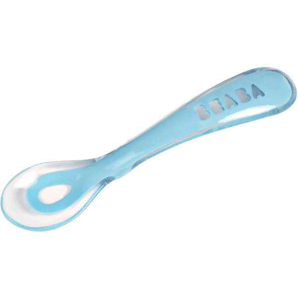 BEABA Cuillère enfant silicone 2e âge bleu