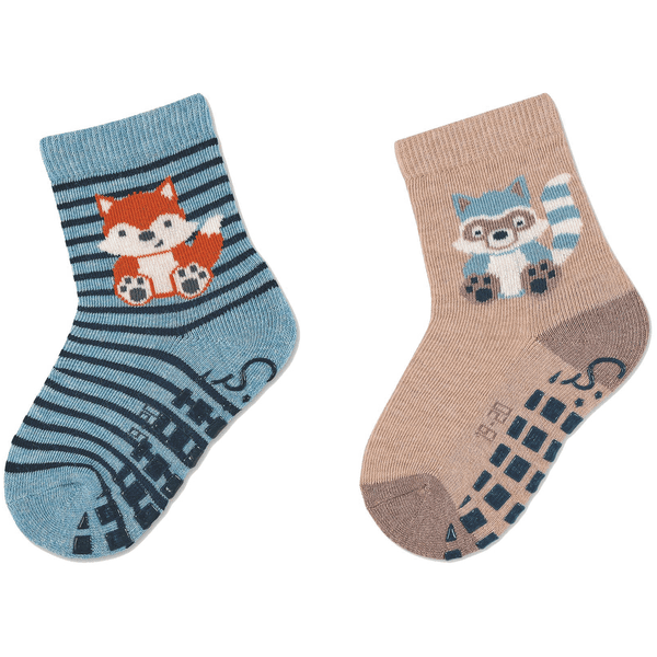 Sterntaler Chaussettes ABS double pack renard et animal de la forêt bleu