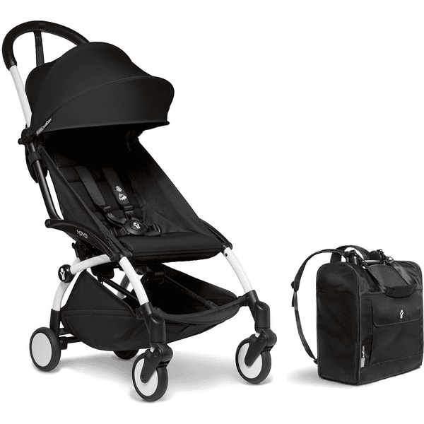 BABYZEN Kinderwagen YOYO2 6+ White mit Textilset Black und Backpack YOYO Black