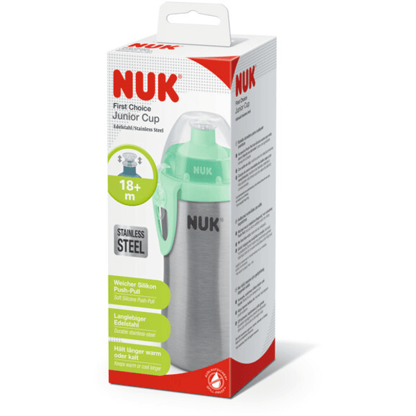 NUK Trinkflasche Junior Cup Edelstahl in grün 215ml 