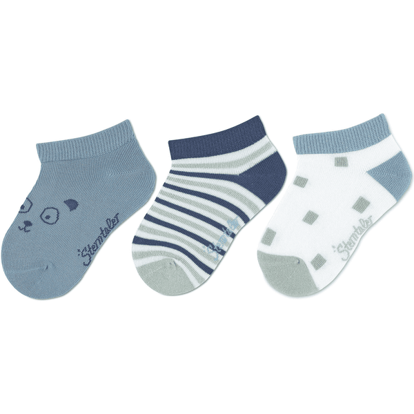 Sterntaler Lot de 3 chaussettes Sneaker bleu clair