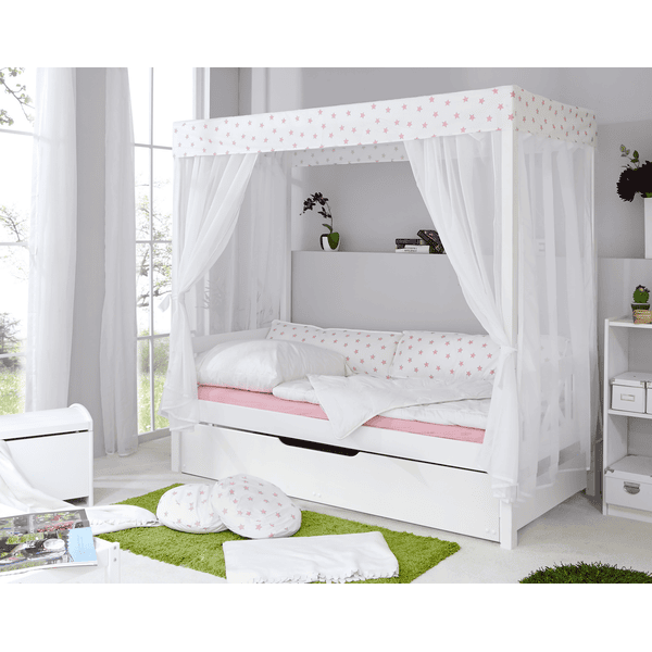 TiCAA Himmelbett Stern weiß-rosa mit Zusatzbett
