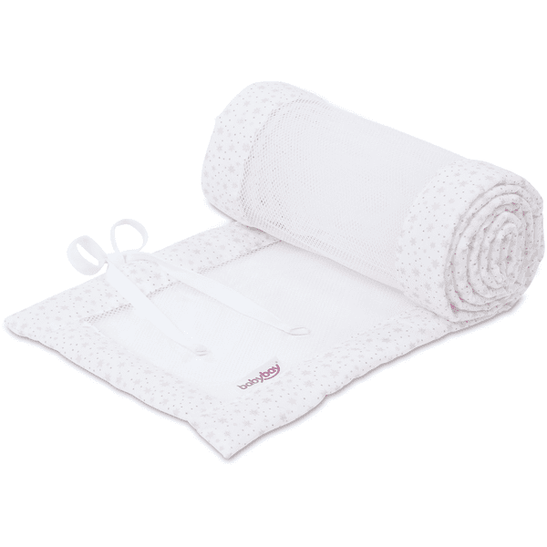 babybay Comfort Comfort Nido a rete adatto ai modelli Maxi, Boxspring e Plus, stelle bianche glitterate rosé