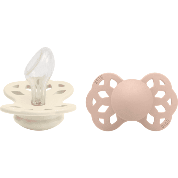 BIBS® Sucette Infinity tétine anatomique 6-18 mois Ivory & Blush lot de 2