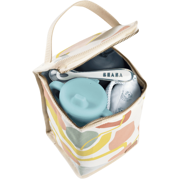 BEABA Pochette repas isotherme toile Artline roseoubleu