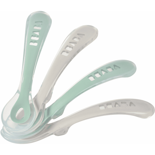 Cuillère d'apprentissage en Silicone (Paquet de 2) Aqua et Vert